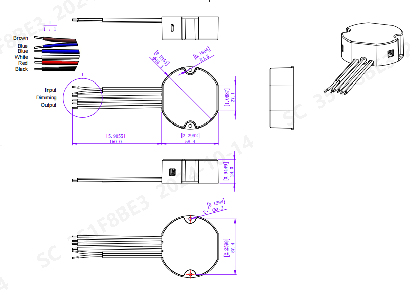 Triac & 0-10V LED 电源尺寸