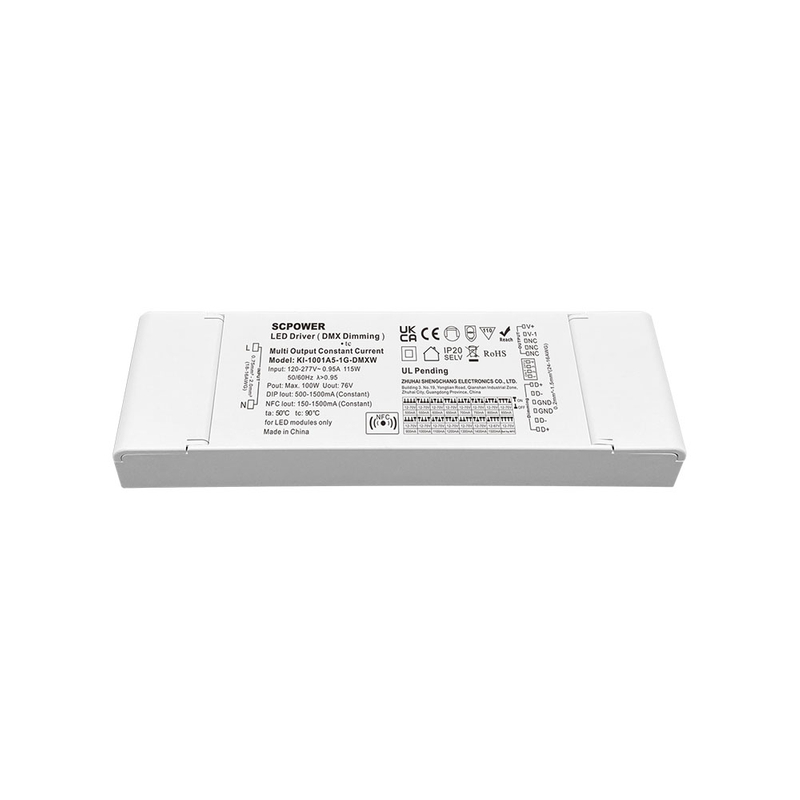 100W 500mA-2500mA 12V-93V DC 恒流调光 3 4 通道 RDM DMX RGB RGBW LED 驱动器