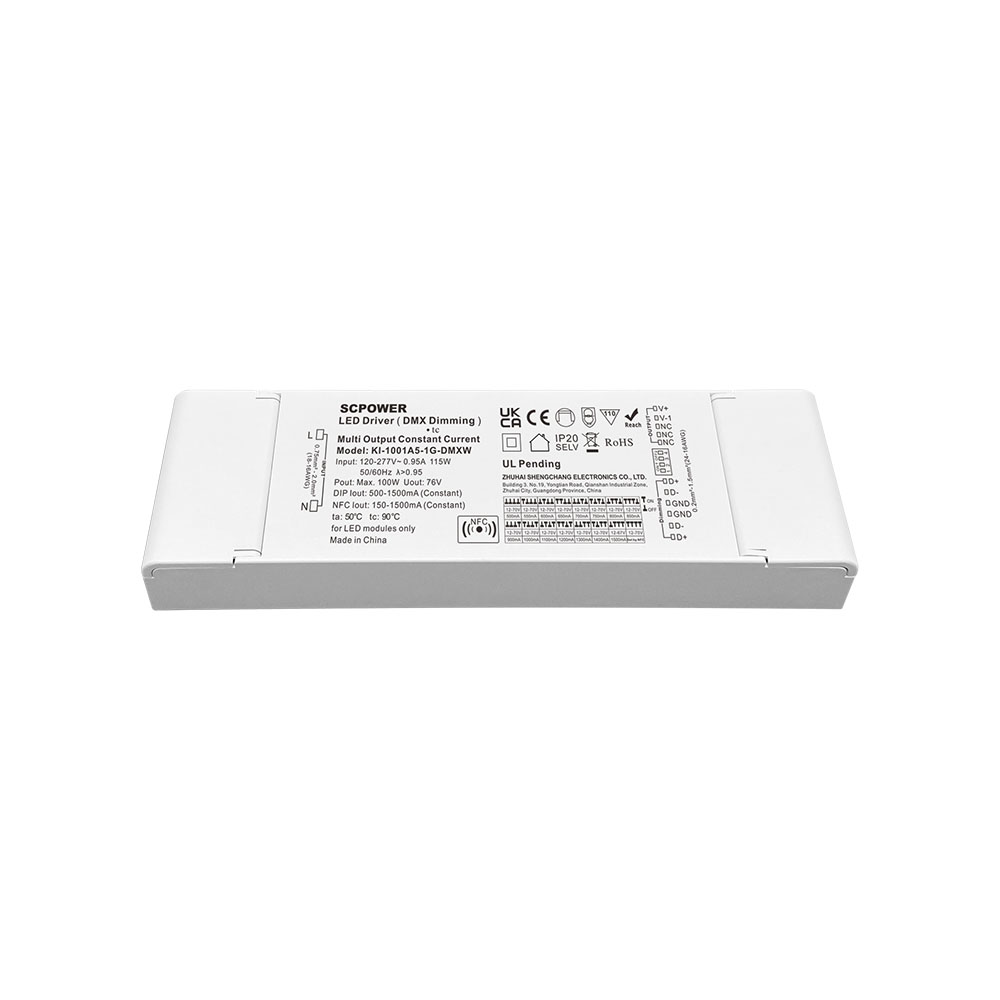 100W 500mA-2500mA 12V-93V DC 恒流调光 3 4 通道 RDM DMX RGB RGBW LED 驱动器