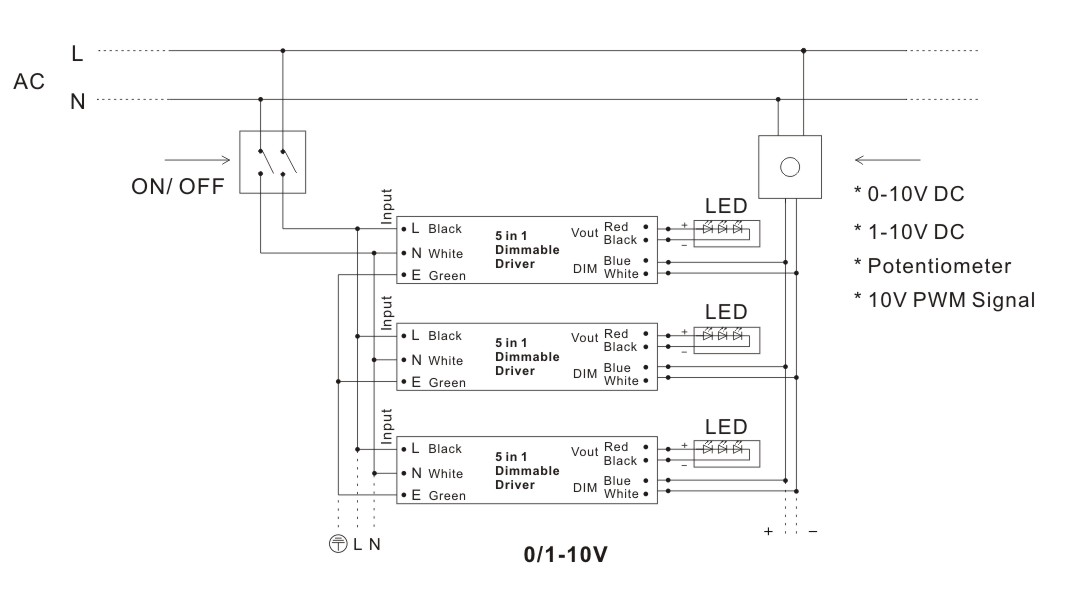 80W 0-10V LED 电源接线图