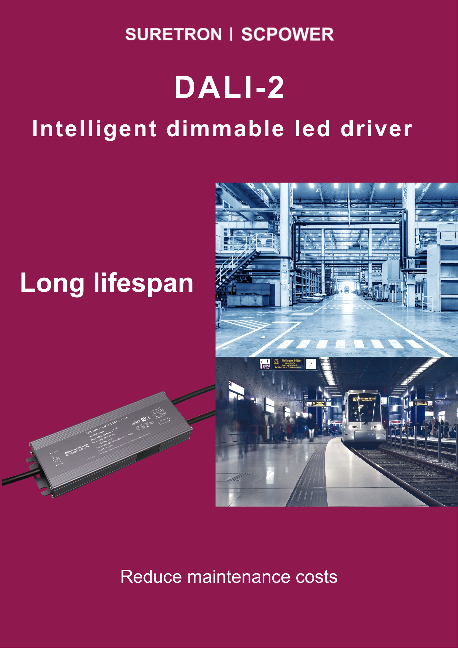 Long-life Suretron DALI-2 dimming power supply