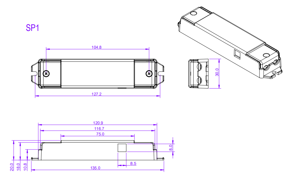 Triac & 0-10V LED 电源尺寸