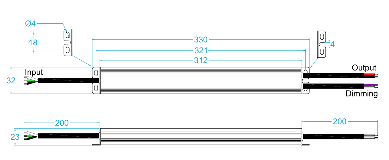 100W 0-10V LED电源尺寸