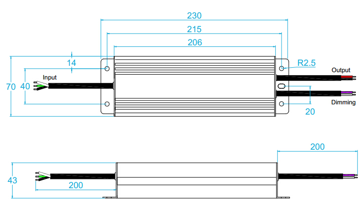 100W 0-10V 可调光 LED 电源尺寸