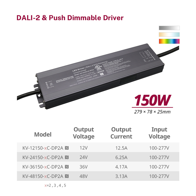 DP2 150W 200W CV RGB CW DALI-2 Push 可调光 LED 驱动器 1 2 3 4 5 通道