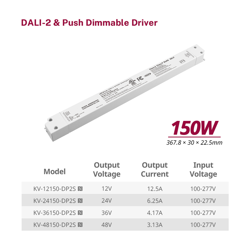 DP2 150W CV DALI 2 Push 可调光 LED 驱动器线性塑料