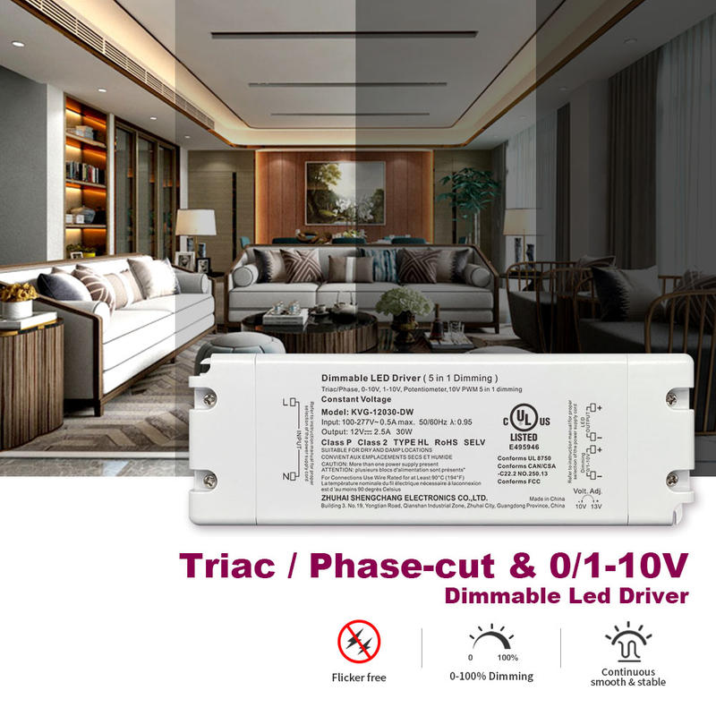 30W Triac 0-10V 可调光 LED 驱动器 CV 100 交流至 12v 24v 36v 48v 直流输出