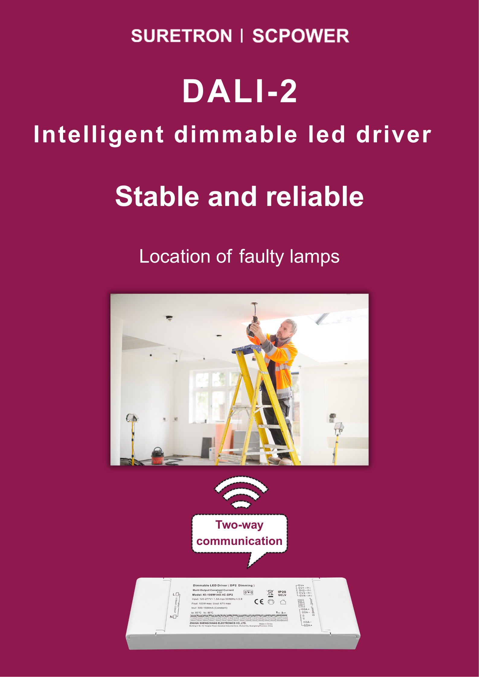 Suretron DALI-2 dimming power supply is stable and reliable
