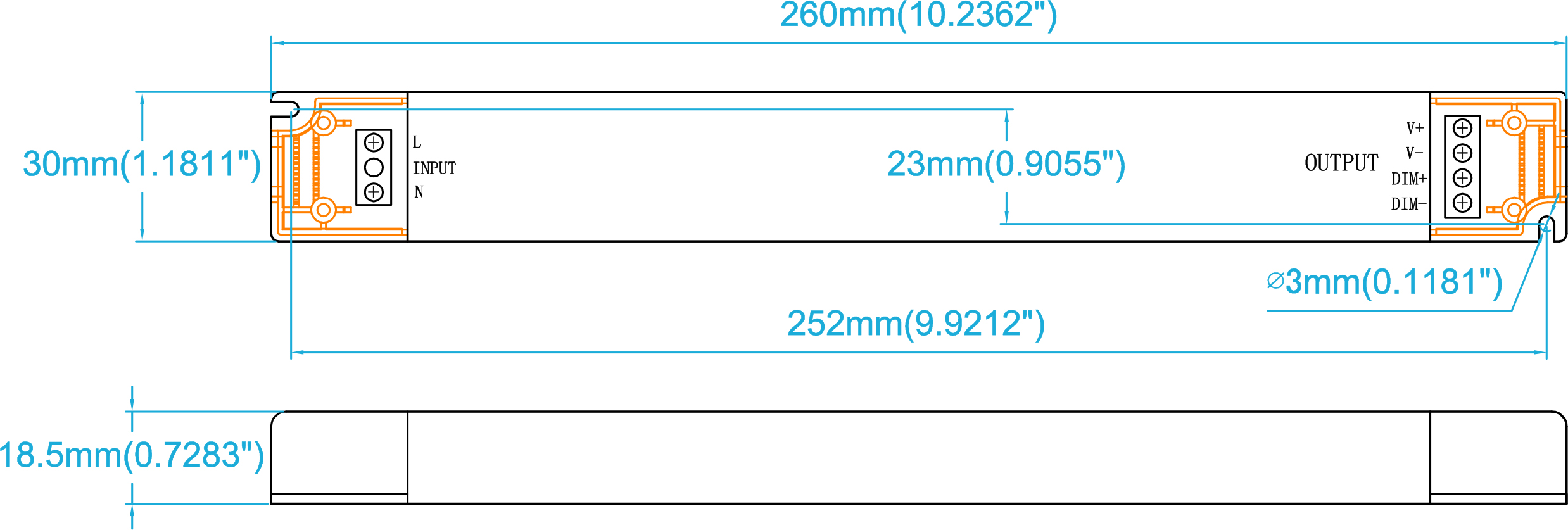 60W LED电源尺寸