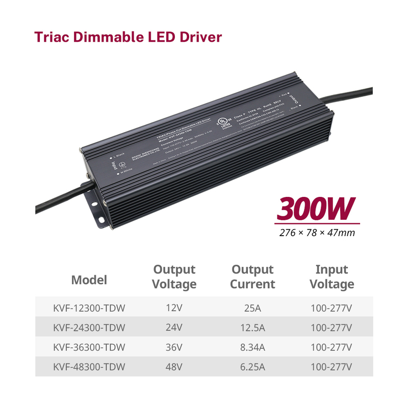 300W Triac 可调光 LED 电源 CV 100vac 至 277vac