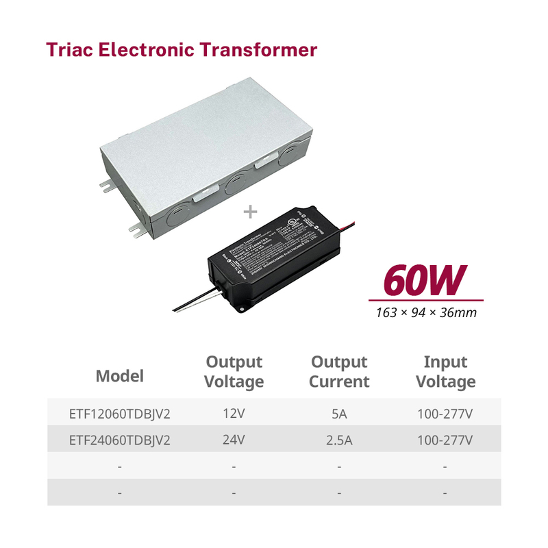 60W 96W 可控硅调光 LED 灯带变压器 120V 至 12V 24V DC