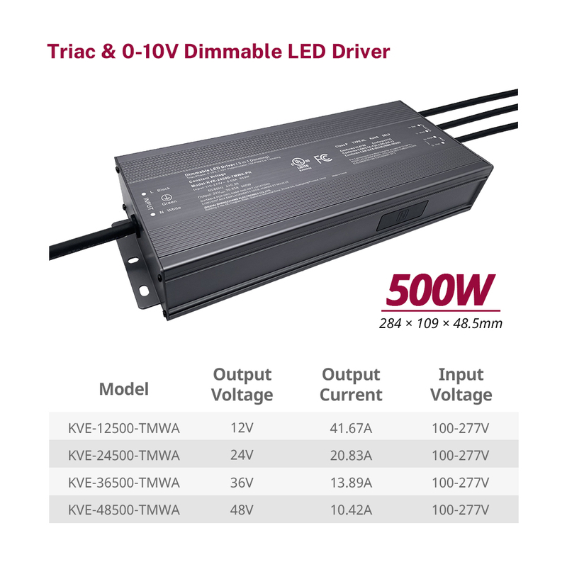 500W 600W Triac 0-10V 可调光 LED 驱动器 CV LED 灯条